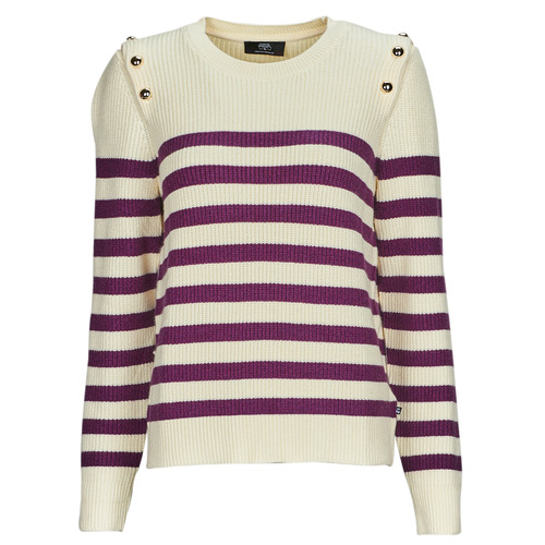 Clothing Women jumpers Le Temps des Cerises FANIA Violet / Beige