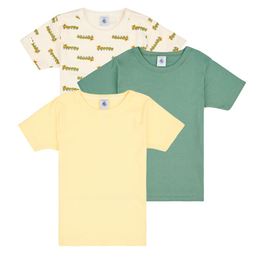 Clothing Boy short-sleeved t-shirts Petit Bateau A0A8I X3 Yellow / Green / Multicolour