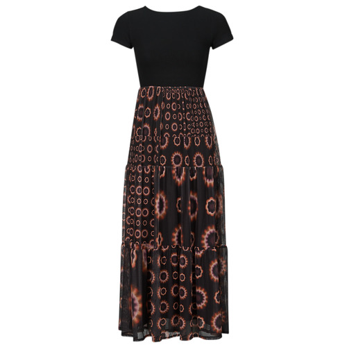 Clothing Women Long Dresses Desigual VEST_GALIANA Black / Red / Orange