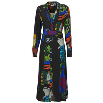 Clothing Women Long Dresses Desigual VEST_DREAM_ LACROIX Black / Multicolour