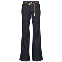 Clothing Women Flare / wide jeans MICHAEL Michael Kors FLARE CHAIN BELT DNM JEAN Blue / Raw