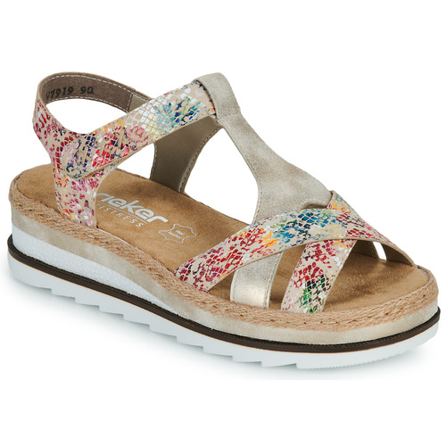 Shoes Women Sandals Rieker  Gold / Multicolour