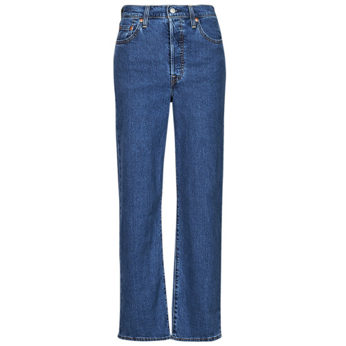 Clothing Women straight jeans Levi's RIBCAGE STRAIGHT ANKLE Lightweight Blue