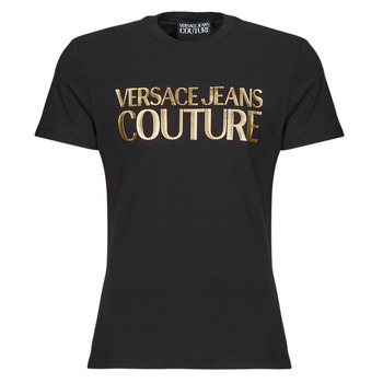 Clothing Men short-sleeved t-shirts Versace Jeans Couture 76GAHT00 Black / Gold