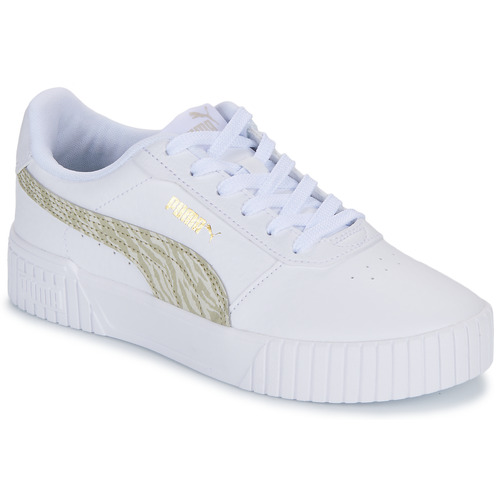 Shoes Girl Low top trainers Puma Carina 2.0 Zebra Jr White / Gold