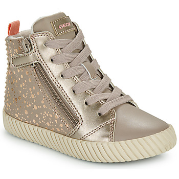 Shoes Girl High top trainers Geox J MIRROLESS GIRL Beige / Gold