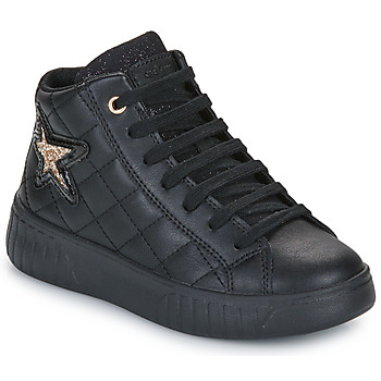 Shoes Girl High top trainers Geox J MIKIROSHI GIRL Black / Gold