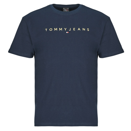 Clothing Men short-sleeved t-shirts Tommy Jeans TJM REG GOLD LINEAR LOGO TEE EXT Marine