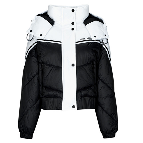 Clothing Women Duffel coats Karl Lagerfeld COLORBLOCK PADDED JACKET Black / White