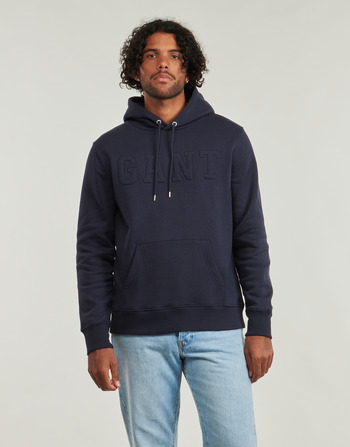 Clothing Men sweaters Gant EMBOSSED SWEAT HOODIE Marine