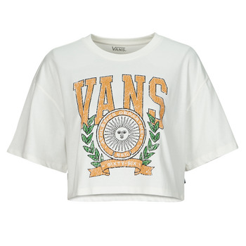 Clothing Women short-sleeved t-shirts Vans First Team Relax Crop Ecru