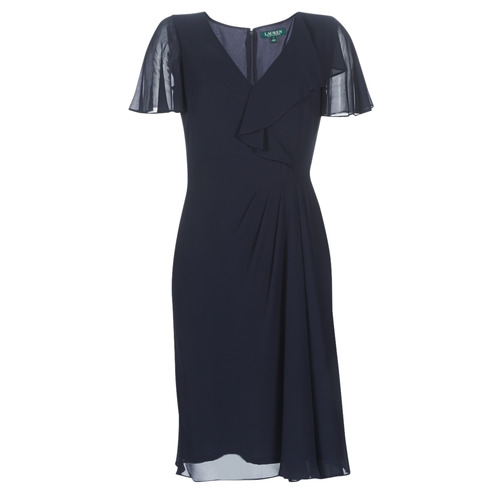 vaatteet Naiset Pitkä mekko Lauren Ralph Lauren CUTLER CAP SLEEVE DAY DRESS Laivastonsininen