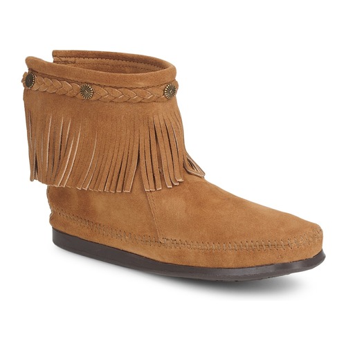 kengät Naiset Bootsit Minnetonka HI TOP BACK ZIP BOOT Taupe