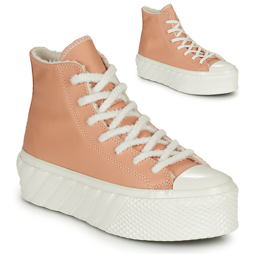 kengät Naiset Korkeavartiset tennarit Converse CHUCK TAYLOR ALL STAR LIFT 2X COZY TONES HI Beige