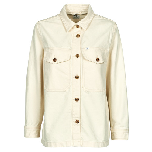 vaatteet Naiset Farkkutakki Lee SERVICE OVERSHIRT Beige