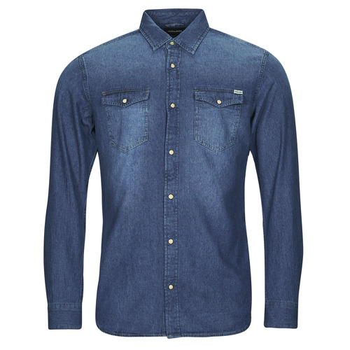 vaatteet Miehet Pitkähihainen paitapusero Jack & Jones JJESHERIDAN SHIRT L/S Sininen