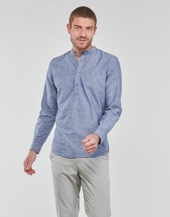 vaatteet Miehet Pitkähihainen paitapusero Jack & Jones JPRBLASUMMER HALF PLACKET SHIRT L/S Sininen