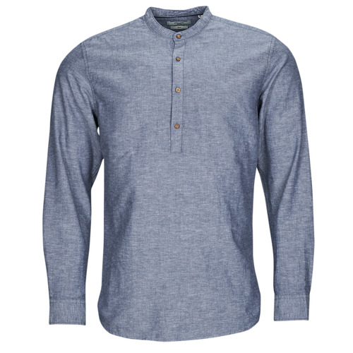 vaatteet Miehet Pitkähihainen paitapusero Jack & Jones JPRBLASUMMER HALF PLACKET SHIRT L/S Sininen