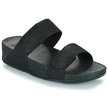 kengät Naiset Sandaalit FitFlop LULU ADJUSTABLE SHIMMERLUX SLIDES Musta