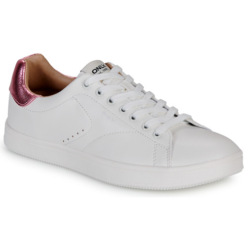 kengät Naiset Matalavartiset tennarit Only ONLSHILO-44 PU CLASSIC SNEAKER Valkoinen / Vaaleanpunainen