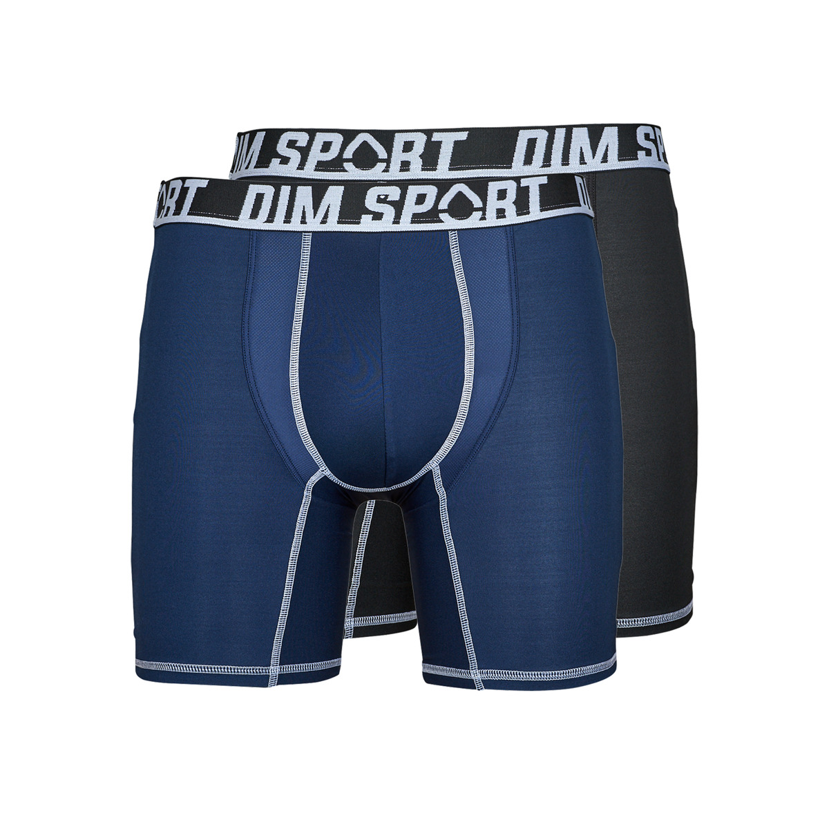 Alusvaatteet Miehet Bokserit DIM DIM SPORT BOXER LONG MICROFIBRE PACK X2 Musta / Sininen