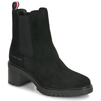 kengät Naiset Bootsit Tommy Hilfiger ESSENTIAL MIDHEEL SUEDE BOOTIE Musta