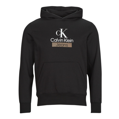 vaatteet Miehet Svetari Calvin Klein Jeans STACKED ARCHIVAL HOODY Musta