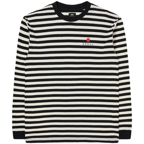 vaatteet Miehet T-paidat & Poolot Edwin Basic Stripe T-Shirt LS - Black/White Monivärinen