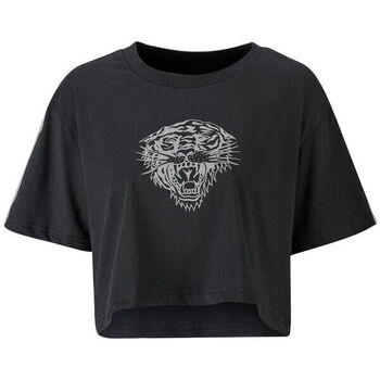 vaatteet Miehet Lyhythihainen t-paita Ed Hardy Tiger glow crop top black Musta