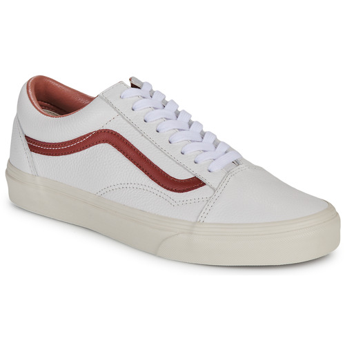 kengät Matalavartiset tennarit Vans Old Skool PREMIUM LEATHER RUSSET BROWN Valkoinen / Viininpunainen