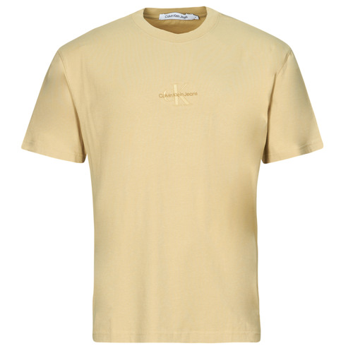 vaatteet Miehet Lyhythihainen t-paita Calvin Klein Jeans WASHED MONOLOGO TEE Beige