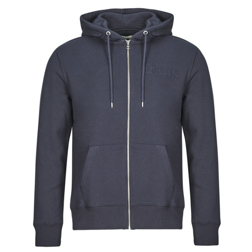 vaatteet Miehet Svetari Gant EMBOSSED FULL-ZIP HOODIE Laivastonsininen