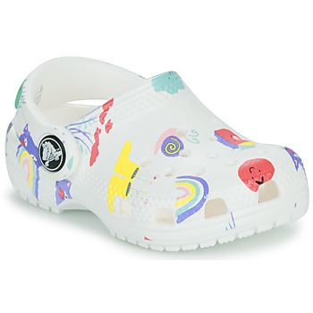 kengät Lapset Puukengät Crocs Classic Doodle Print Clog T Valkoinen / Monivärinen