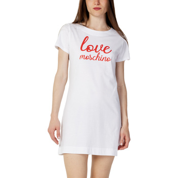 vaatteet Naiset Lyhyt mekko Love Moschino STAMPA LOGO W 5 929 27 M 4405 Valkoinen