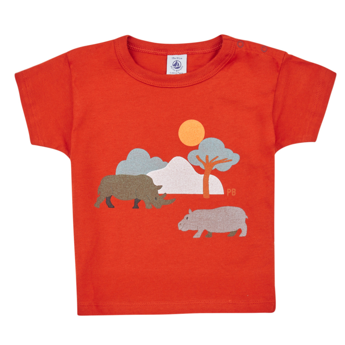 Υφασμάτινα Παιδί T-shirt με κοντά μανίκια Petit Bateau FAON Orange