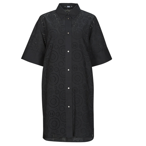 Υφασμάτινα Γυναίκα Κοντά Φορέματα Karl Lagerfeld BRODERIE ANGLAISE SHIRTDRESS Black