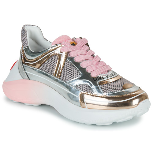 Παπούτσια Γυναίκα Χαμηλά Sneakers Love Moschino SUPERHEART Ροζ / Gold / Argenté / Ροζ