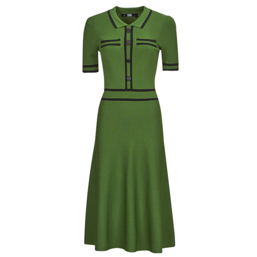 Υφασμάτινα Γυναίκα Μακριά Φορέματα Karl Lagerfeld S SLV KNIT DRESS Green / Black