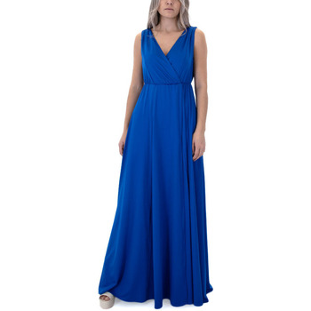 Υφασμάτινα Γυναίκα Φορέματα My T Wearables SLEEVELESS MAXI DRESS WOMEN ΜΠΛΕ