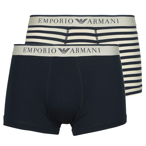 Εσώρουχα Άνδρας Boxer Emporio Armani YARN DYED STRIPES X2 Marine / Beige