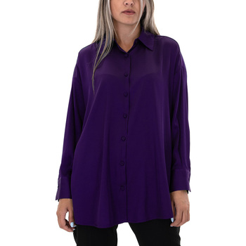 Υφασμάτινα Γυναίκα Πουκάμισα My T Wearables SATIN COMFORT FIT LONGSLEEVE SHIRT WOMEN ΜΩΒ