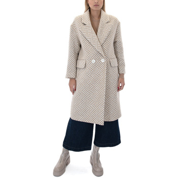 Υφασμάτινα Γυναίκα Παλτό My T Wearables COMFORT FIT COAT WOMEN ΕΚΡΟΥ- ΜΠΕΖ