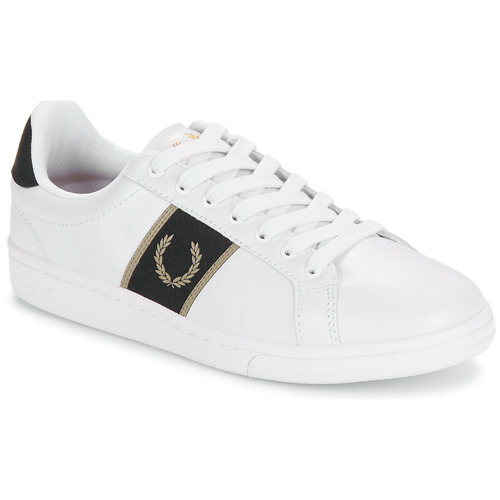 Παπούτσια Άνδρας Χαμηλά Sneakers Fred Perry B721 Leather Branded Webbing Άσπρο / Black