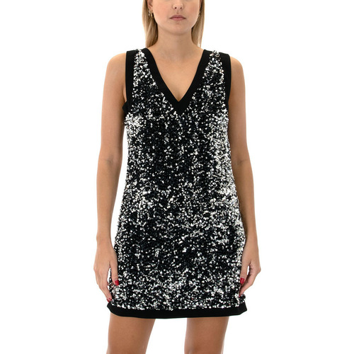 Υφασμάτινα Γυναίκα Φορέματα My T Wearables SEQUINED SLEEVELESS MINI DRESS WOMEN ΑΣΗΜΙ- ΜΑΥΡΟ