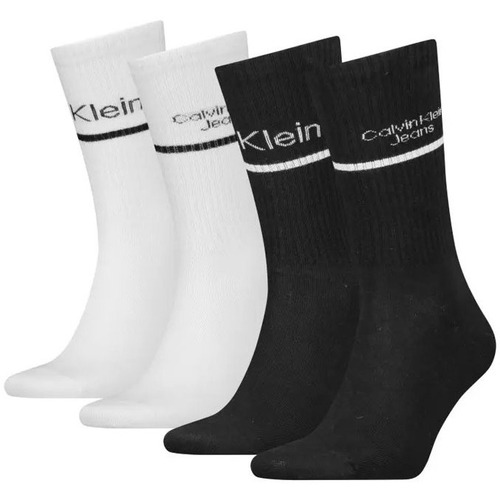 Εσώρουχα Άνδρας Κάλτσες Calvin Klein Jeans LOGO STRIPE 4 PACK GIFTBOX SOCKS MEN ΛΕΥΚΟ- ΜΑΥΡΟ