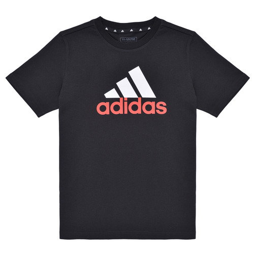 Υφασμάτινα Αγόρι T-shirt με κοντά μανίκια Adidas Sportswear Essentials Two-Color Big Logo Cotton T-Shirt Black / Red