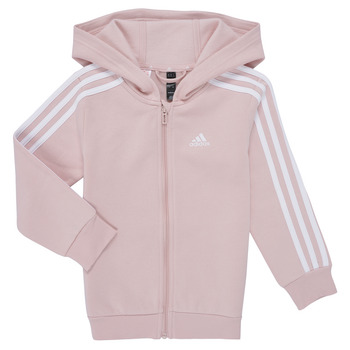 Υφασμάτινα Κορίτσι Σπορ Ζακέτες Adidas Sportswear Essentials 3-Stripes Zip Hooded Jacket Ροζ / Άσπρο