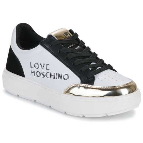 Παπούτσια Γυναίκα Χαμηλά Sneakers Love Moschino BOLD LOVE Άσπρο / Black / Gold