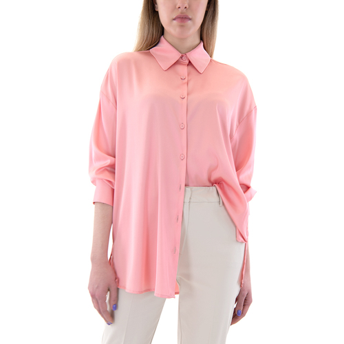 Υφασμάτινα Γυναίκα Πουκάμισα My T Wearables SATIN LONGSLEEVE SHIRT WOMEN ΡΟΖ