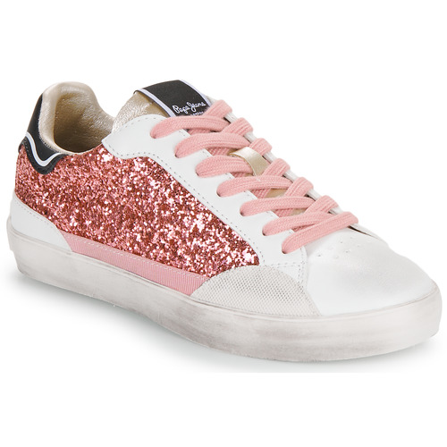 Παπούτσια Κορίτσι Χαμηλά Sneakers Pepe jeans LANE GLITTER G Άσπρο / Ροζ